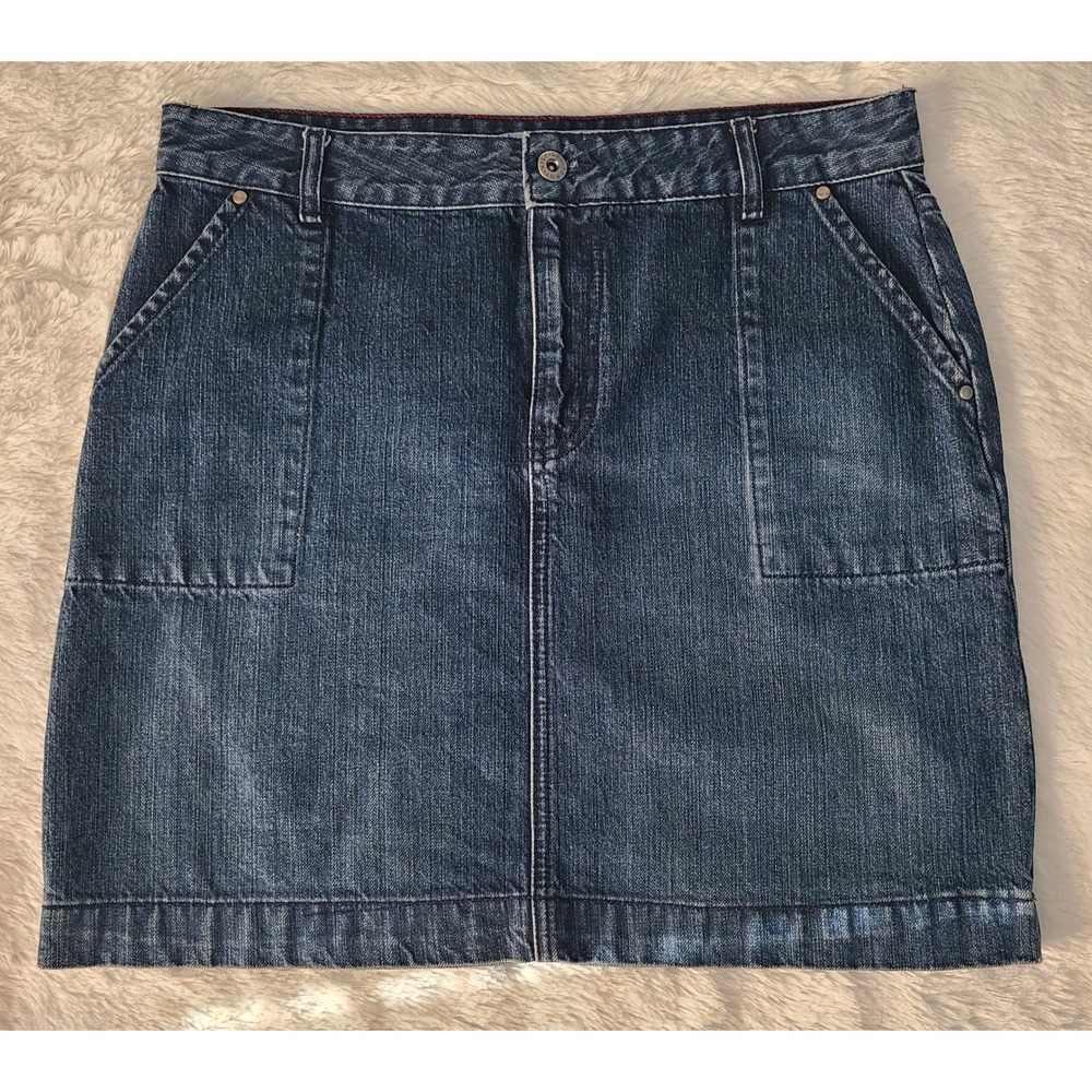 Vintage Y2K Tommy Hilfiger Denim Mini Skirt Dark Wash Cotton Size 6 0259972